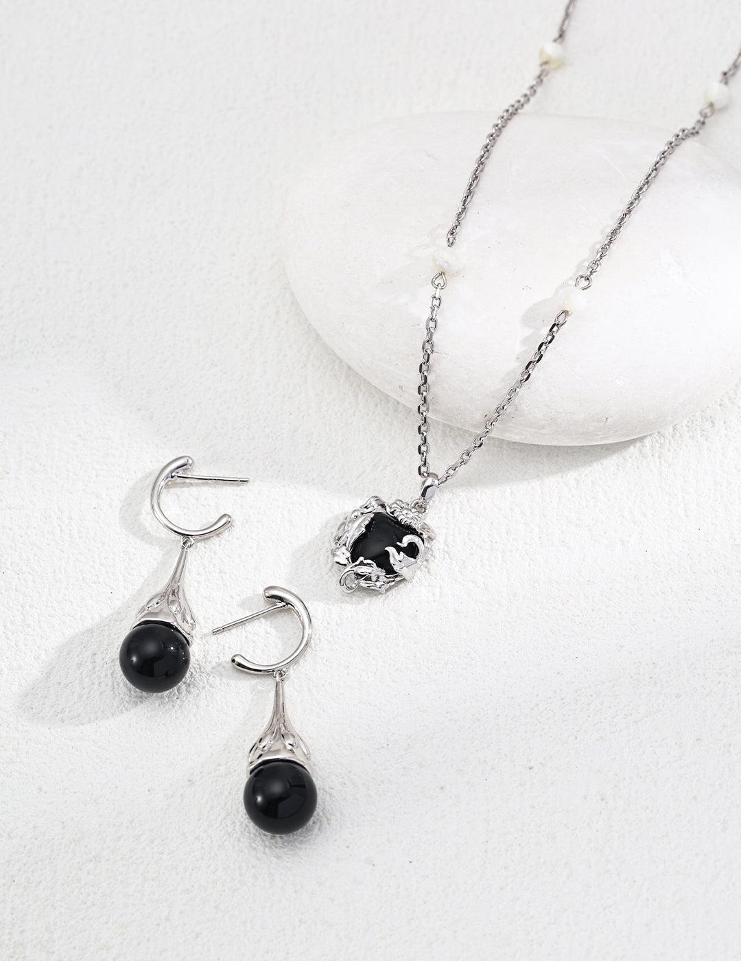 Elegant Black Stone Pendant Necklace - Petite Secret Jewellery