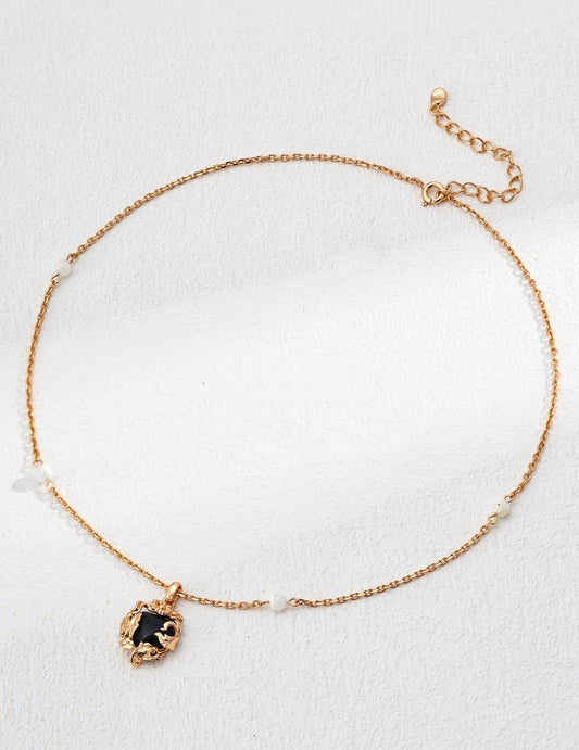 Elegant Black Stone Pendant Necklace - Petite Secret Jewellery