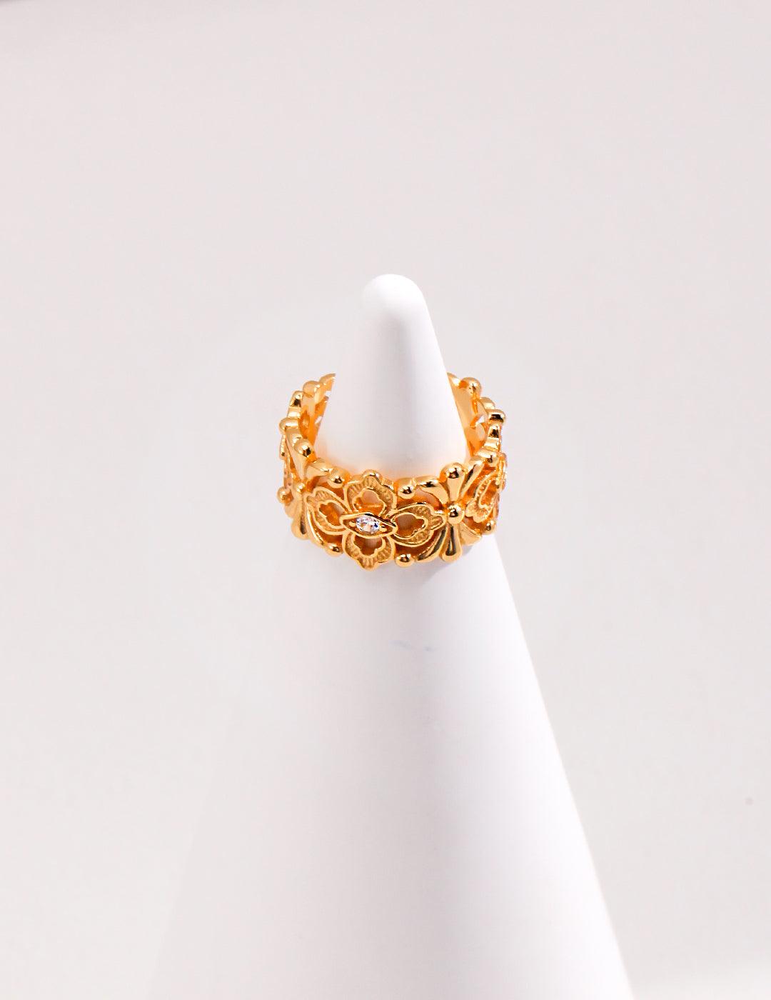 Floral Elegance Open Ring - Petite Secret Jewellery