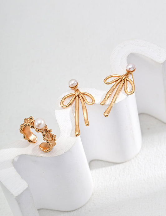 Golden Bow Drop Earrings | Petite Secret Jewellery - Petite Secret Jewellery