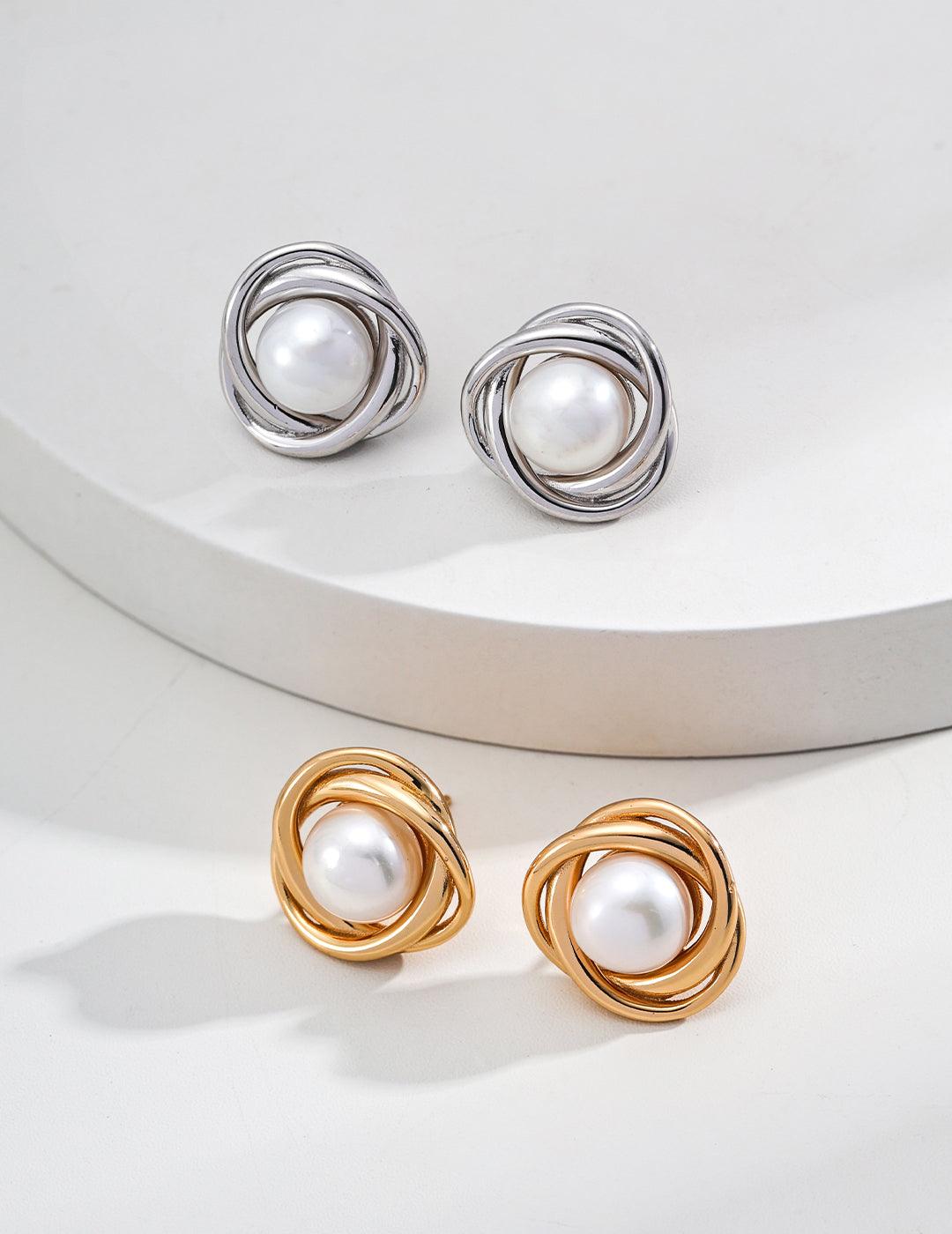 Interwoven Pearl Earrings - Petite Secret Jewellery