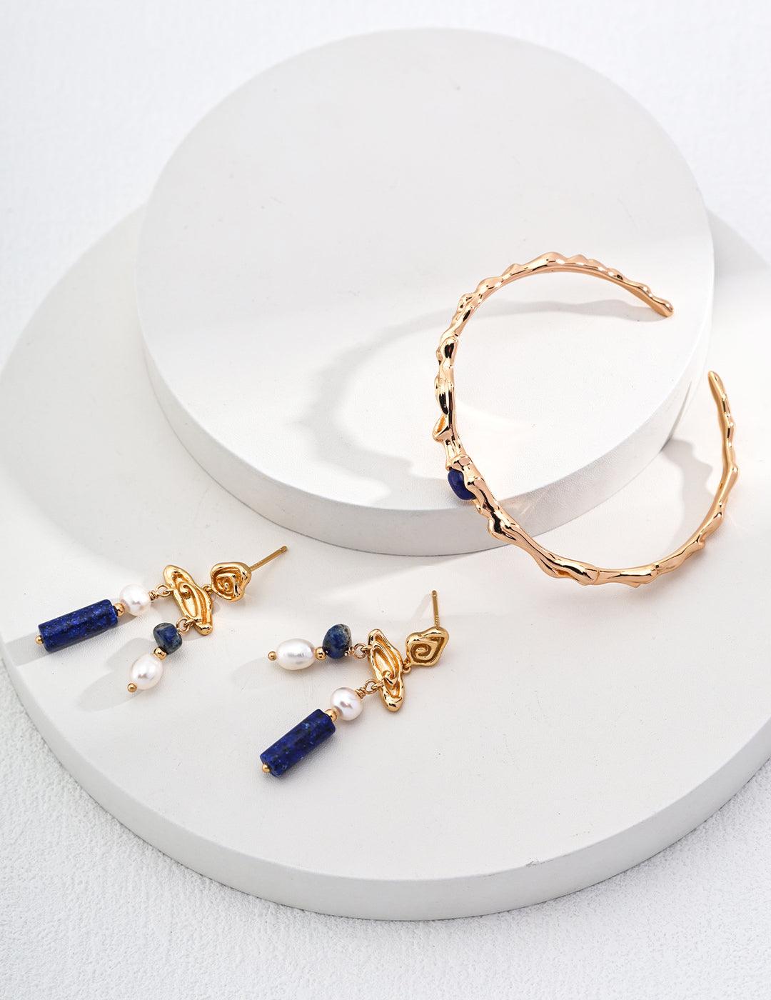 Lapis Glow Cuff Bracelet - Petite Secret Jewellery