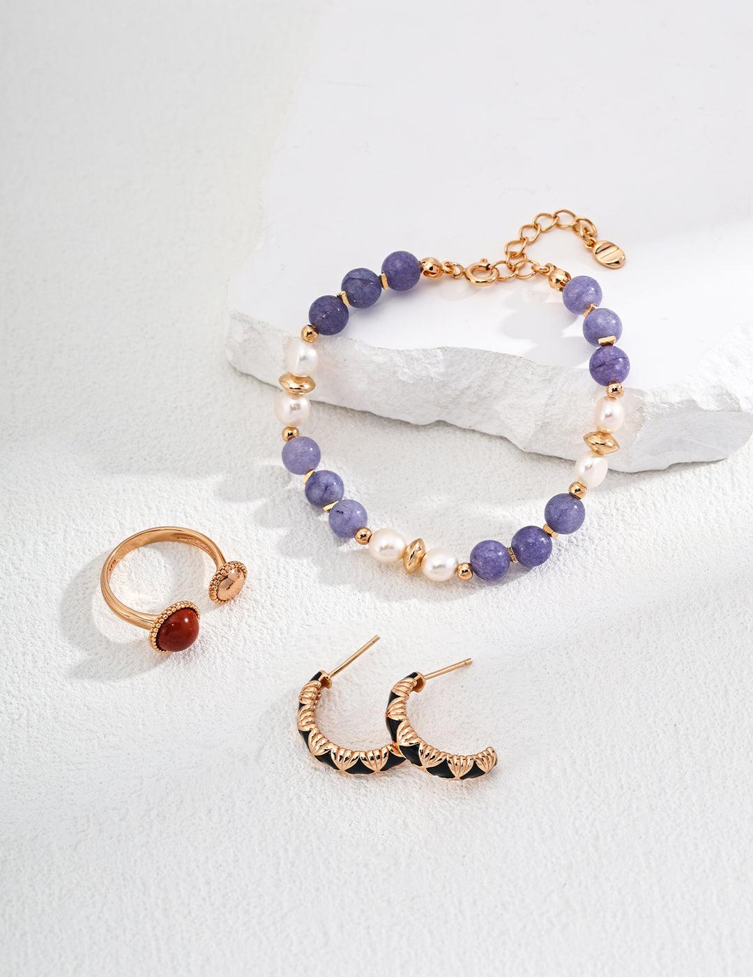 Lavender Stone and Pearl Bracelet - Petite Secret Jewellery