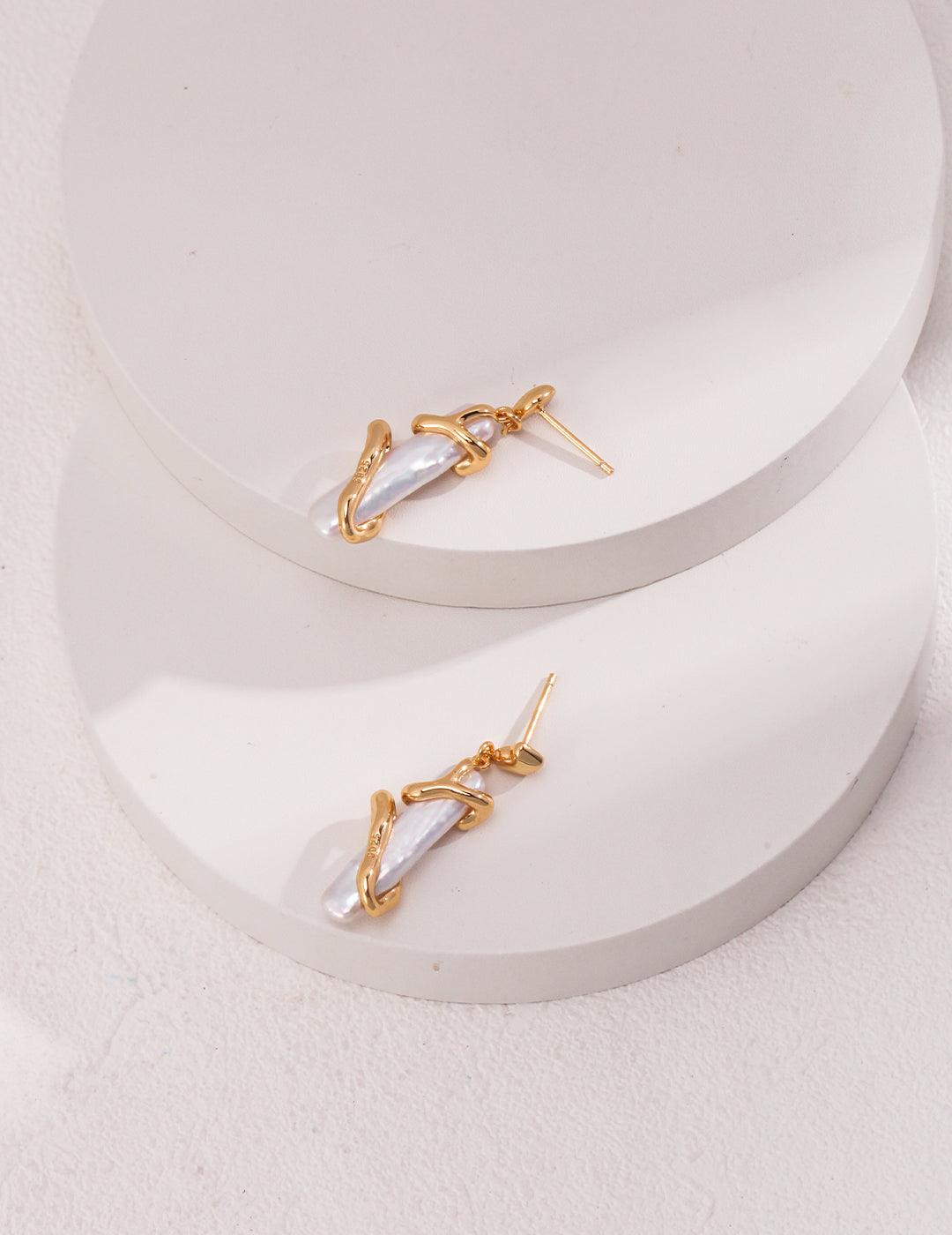 Modern Twist Baroque Pearl Earrings - Petite Secret Jewellery