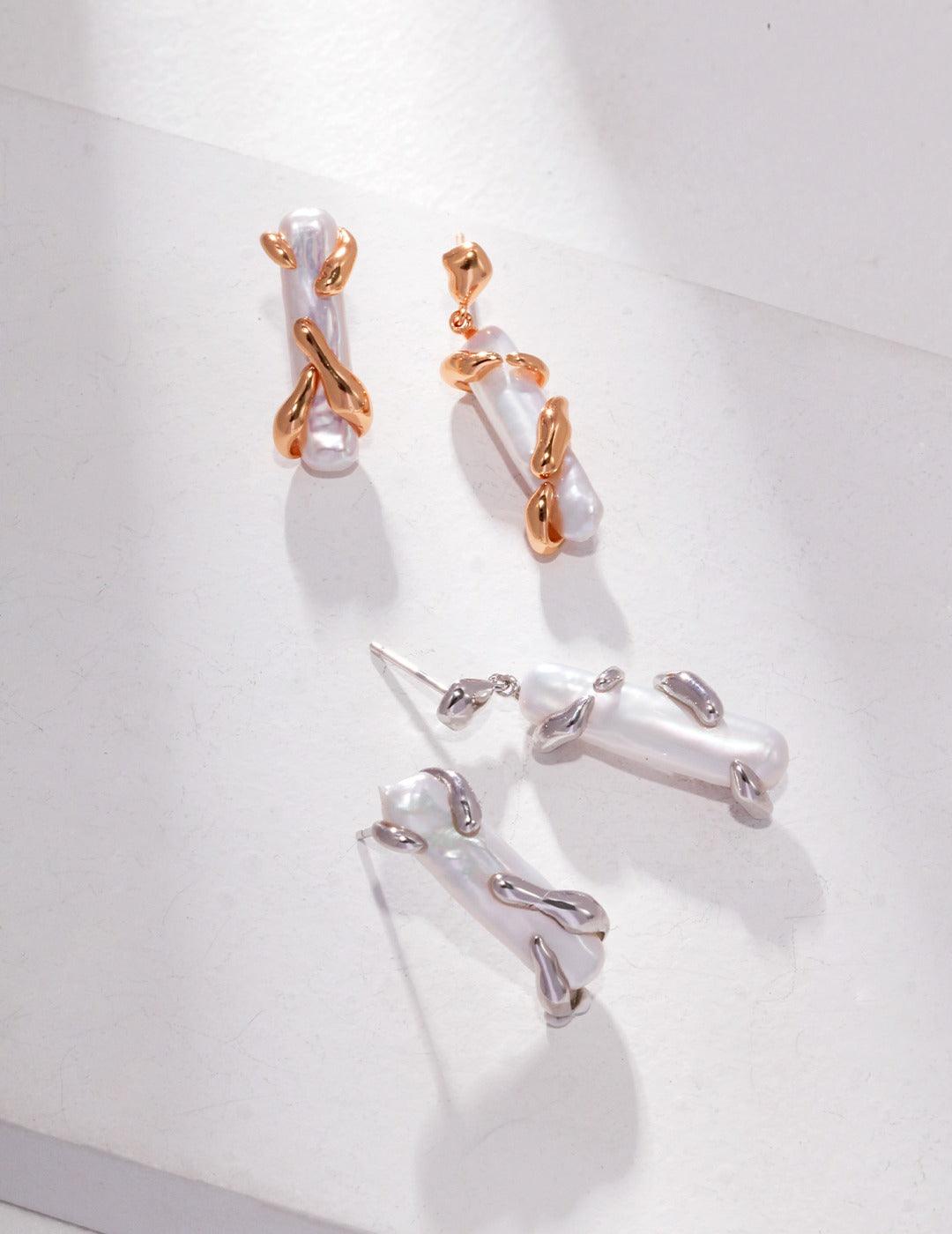 Modern Twist Baroque Pearl Earrings - Petite Secret Jewellery