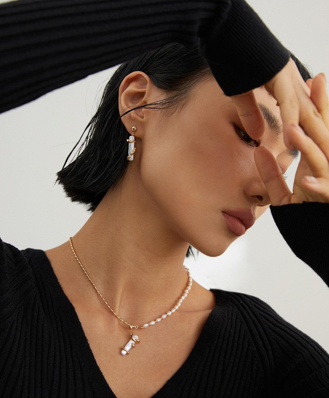 Modern Twist Baroque Pearl Earrings - Petite Secret Jewellery