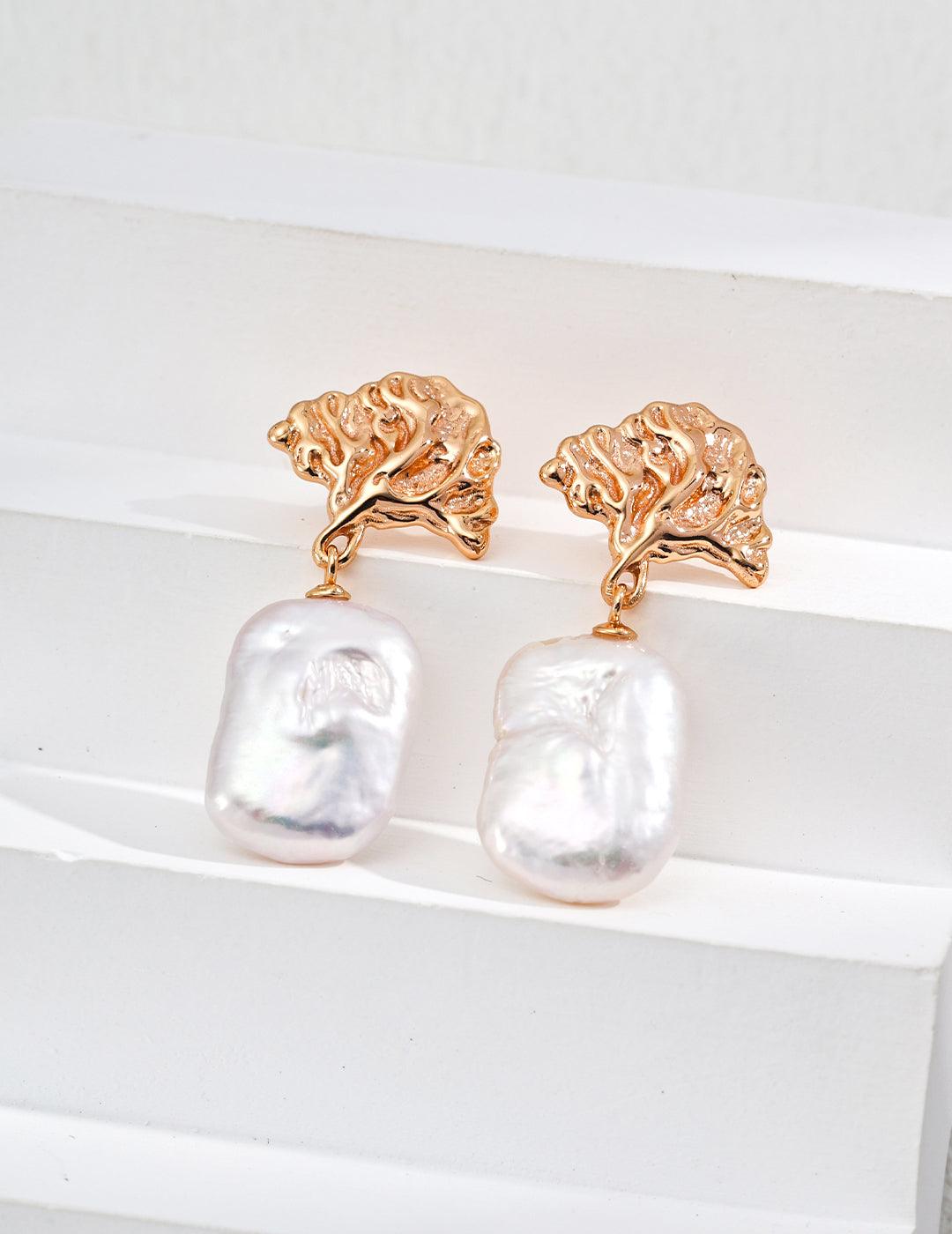 Oceanic Elegance Baroque Pearl Earrings - Petite Secret Jewellery