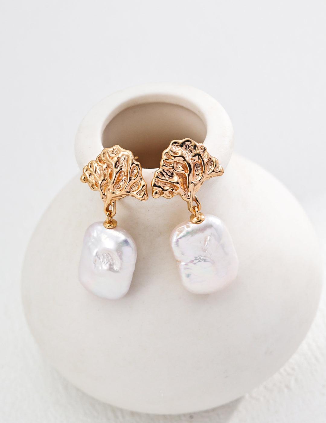 Oceanic Elegance Baroque Pearl Earrings - Petite Secret Jewellery