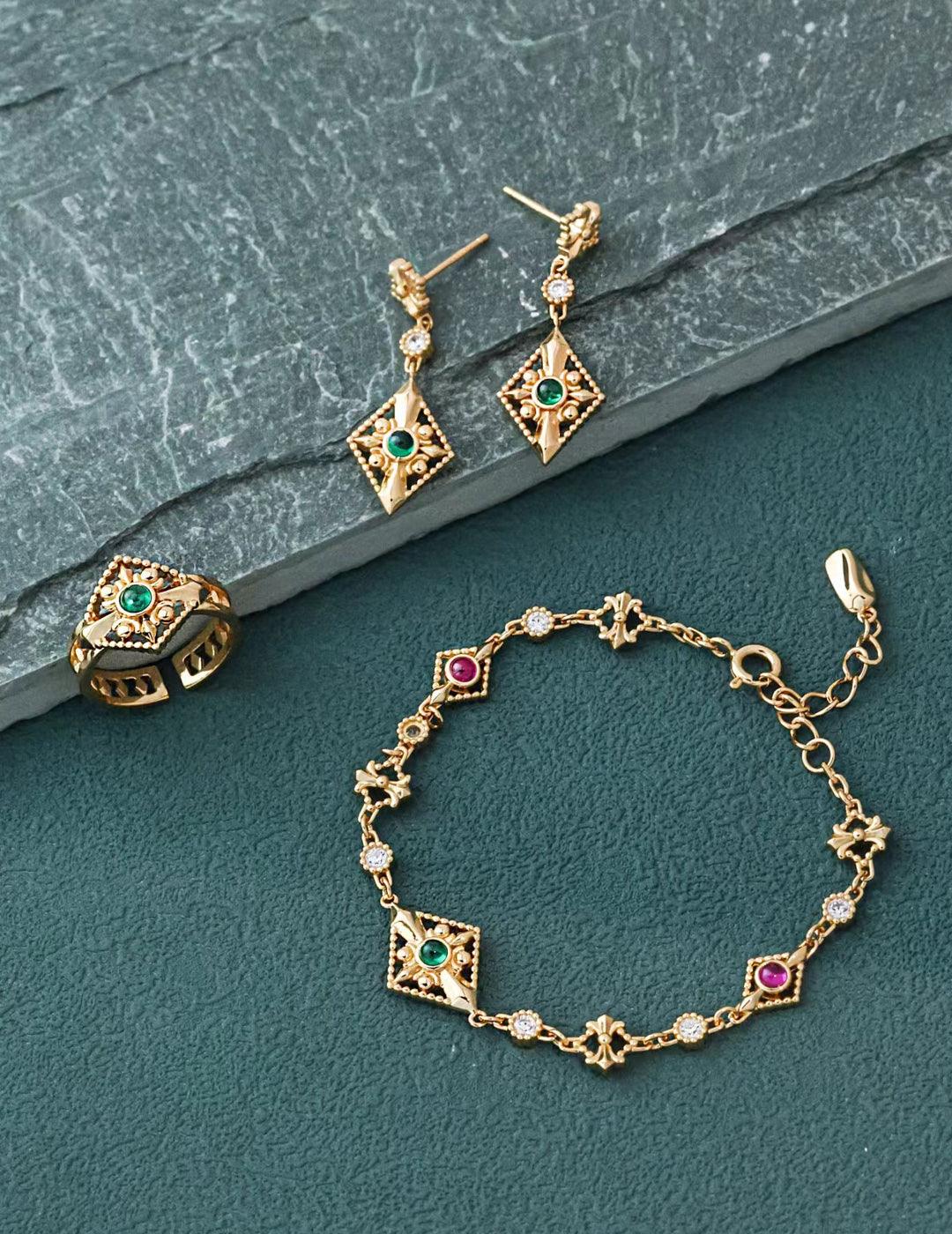 Regal Emerald Drop Earrings - Petite Secret Jewellery
