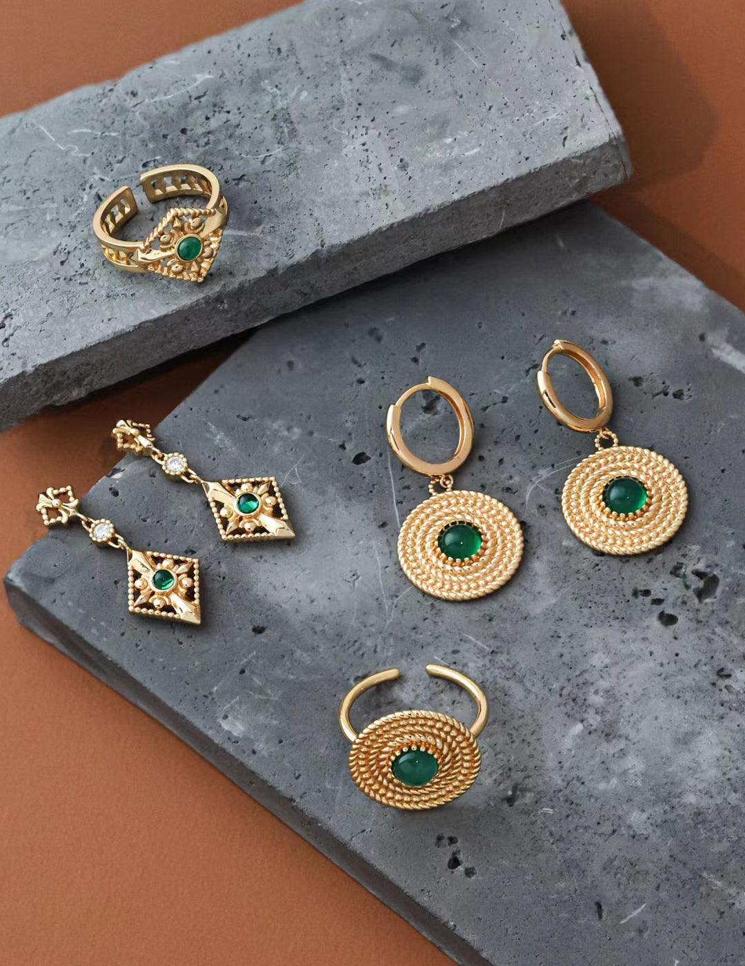 Regal Emerald Drop Earrings - Petite Secret Jewellery