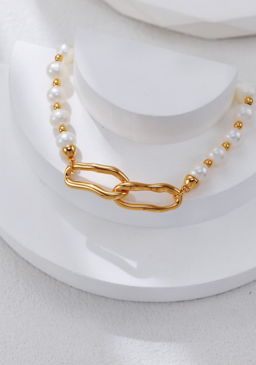 Ripple Link Pearl Bracelet