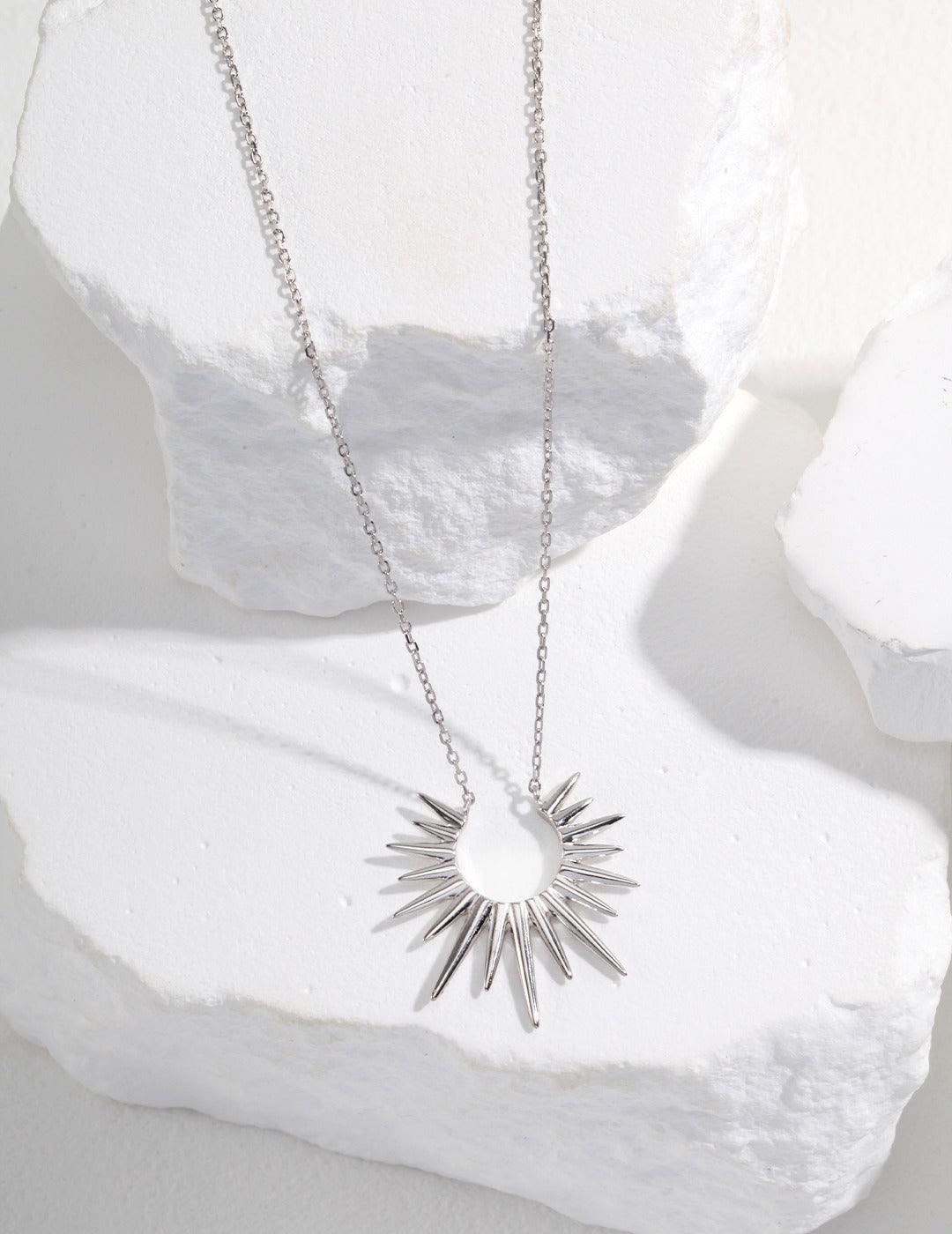 Silver/Gold Sunburst Pendant Necklace - Petite Secret Jewellery