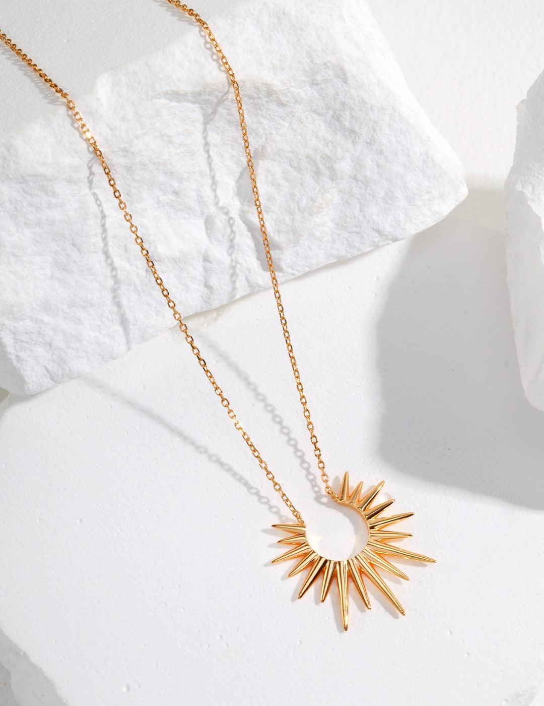 Silver/Gold Sunburst Pendant Necklace - Petite Secret Jewellery