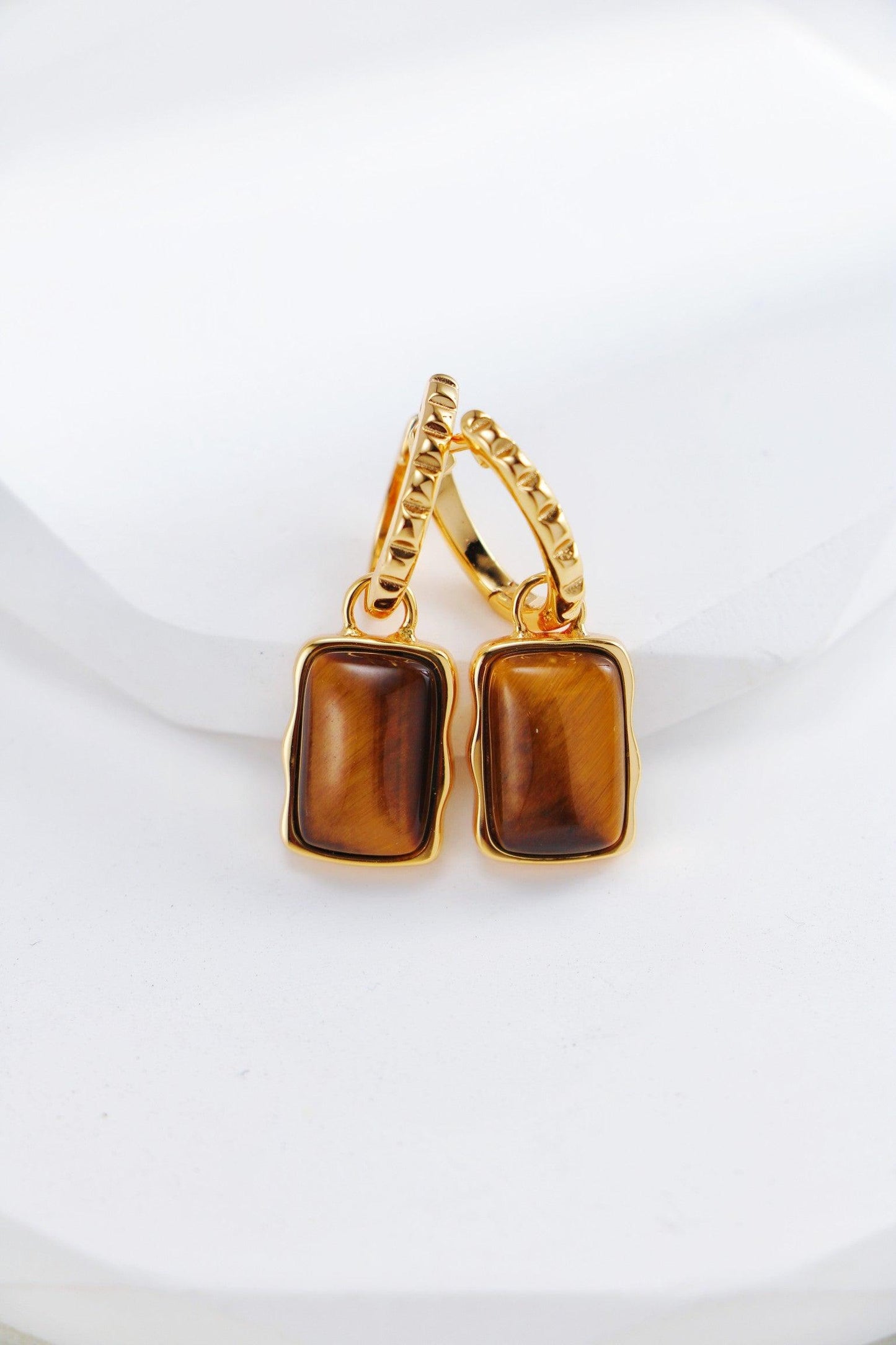 Tiger’s Eye Statement Earrings - Petite Secret Jewellery