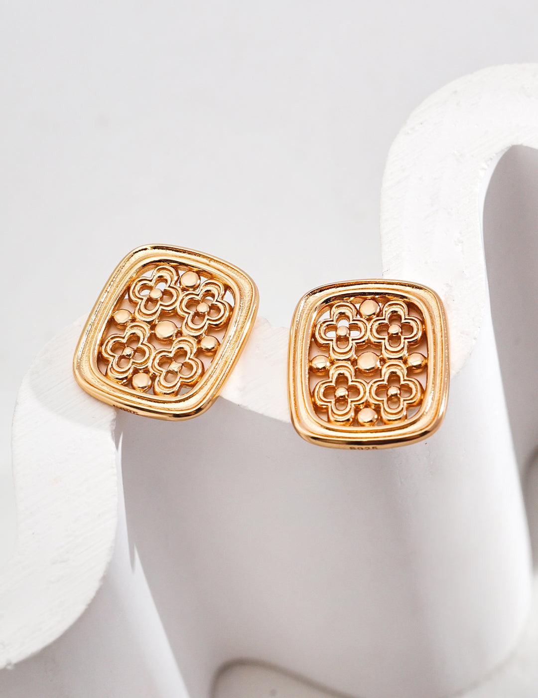 Vintage Bloom Stud Earrings - Petite Secret Jewellery