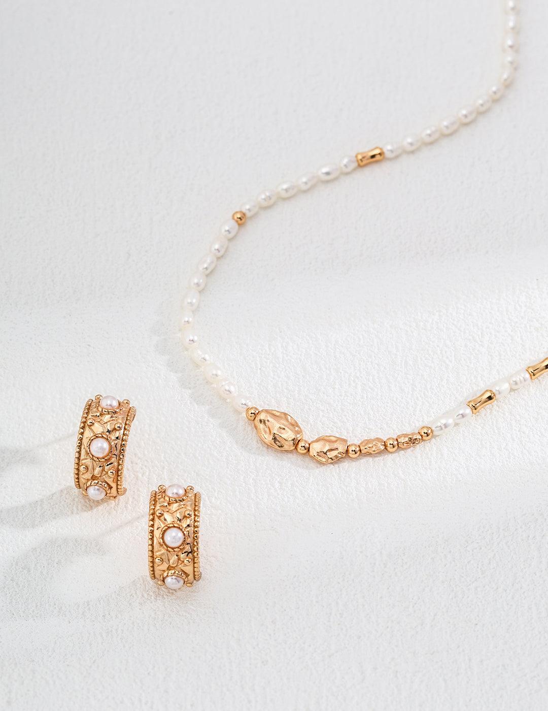 Vintage Pearl Embellished Hoop Earrings - Petite Secret Jewellery