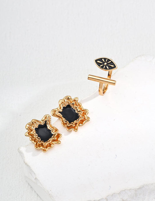 Abstract Black Enamel Earrings | Petite Secret Jewellery - Petite Secret Jewellery