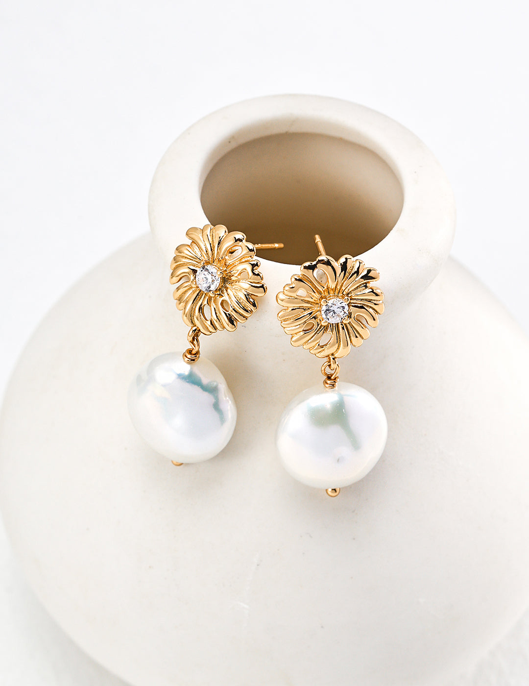 Baroque Pearl Sunburst Earrings - Petite Secret Jewellery