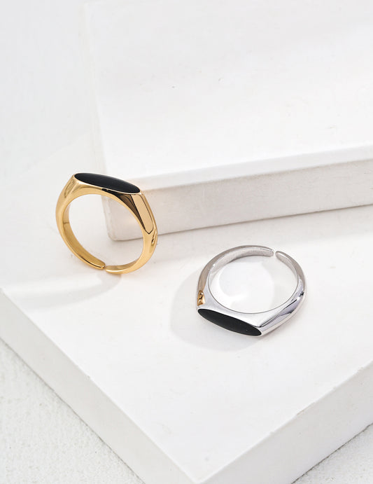 Black Enamel Bold Ring | Petite Secret Jewellery - Petite Secret Jewellery