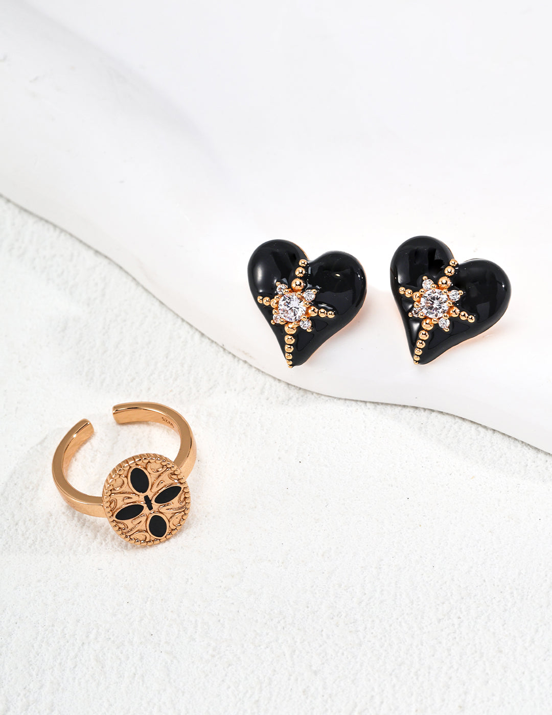 Black Heart Sparkle Stud Earrings - Petite Secret Jewellery