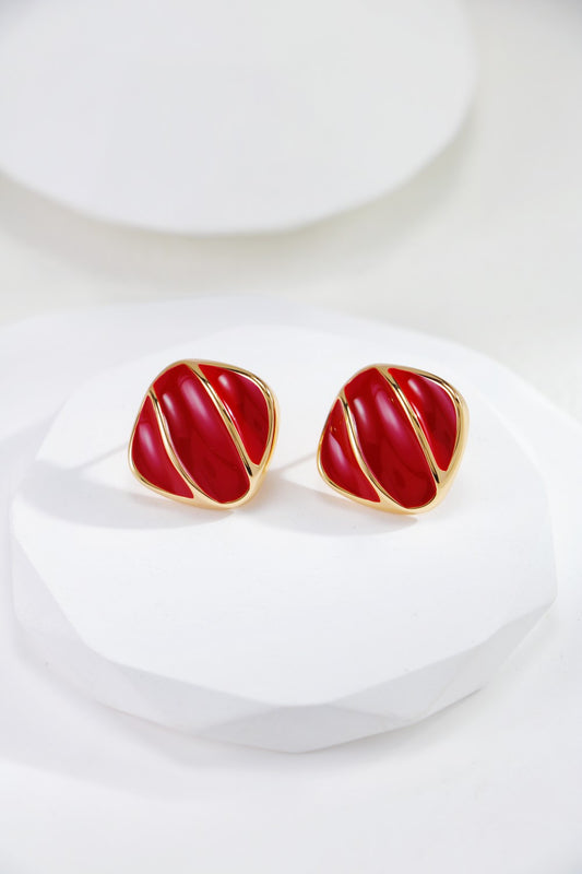 Bold Red Enamel Earrings - Petite Secret Jewellery