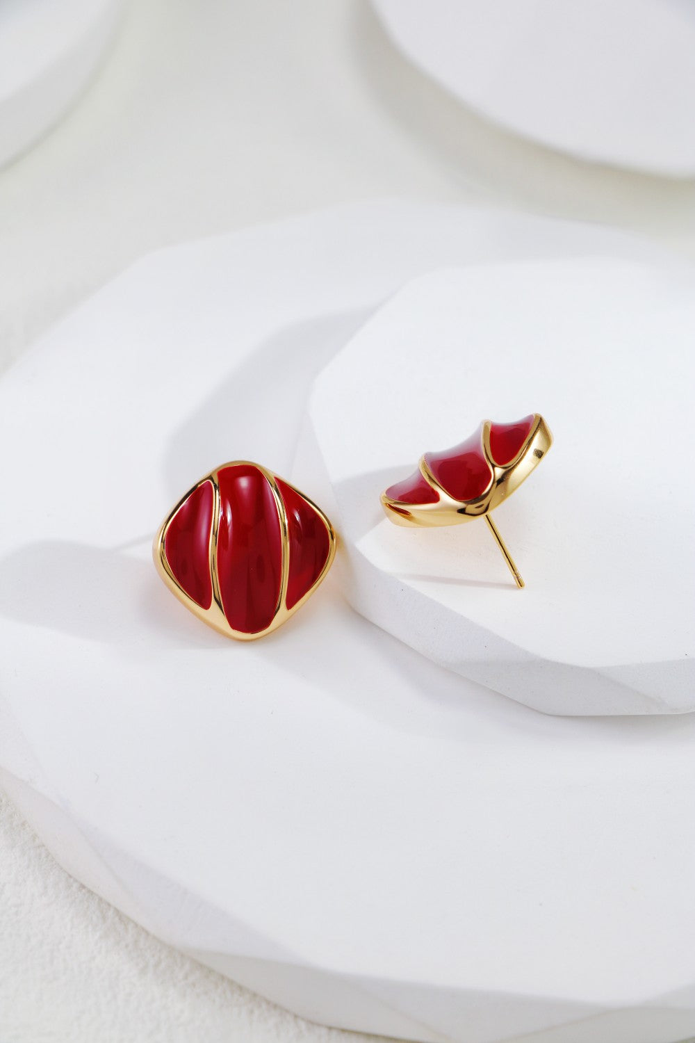 Bold Red Enamel Earrings - Petite Secret Jewellery