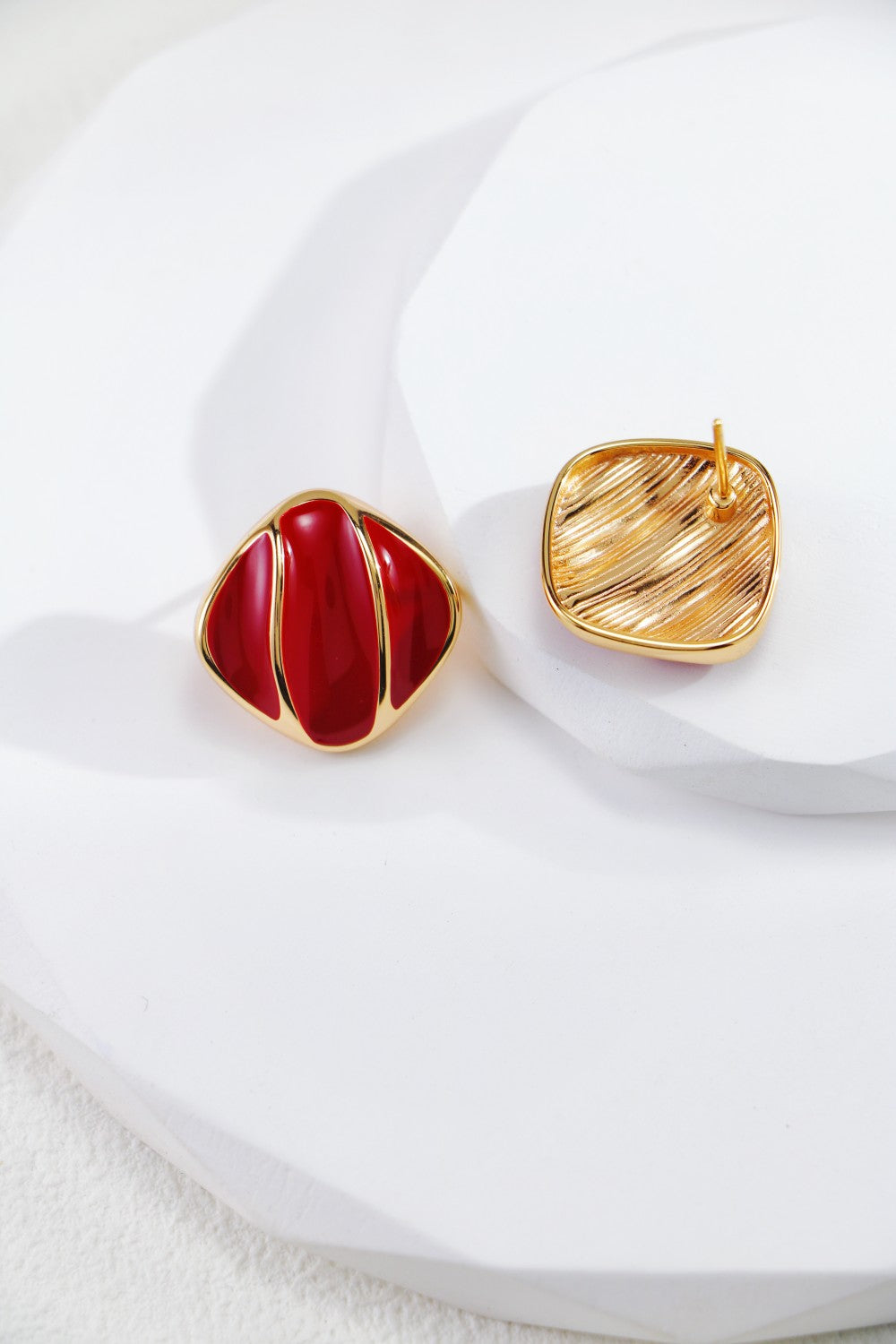 Bold Red Enamel Earrings - Petite Secret Jewellery