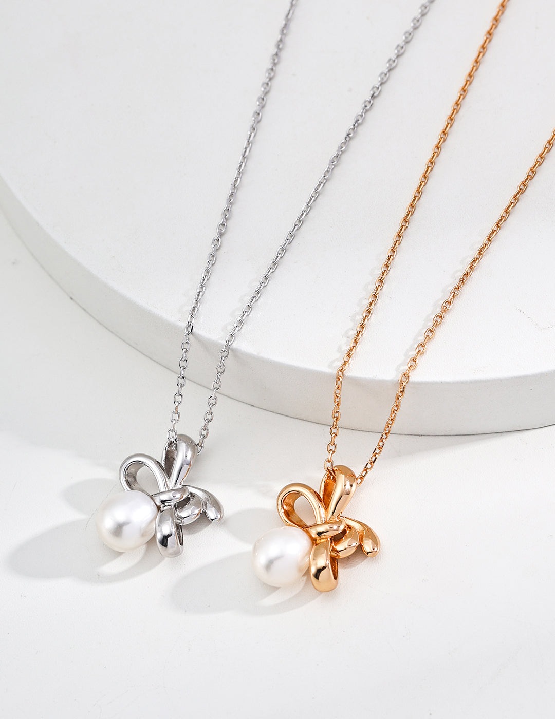 Bow Charm Pearl Necklace - Petite Secret Jewellery