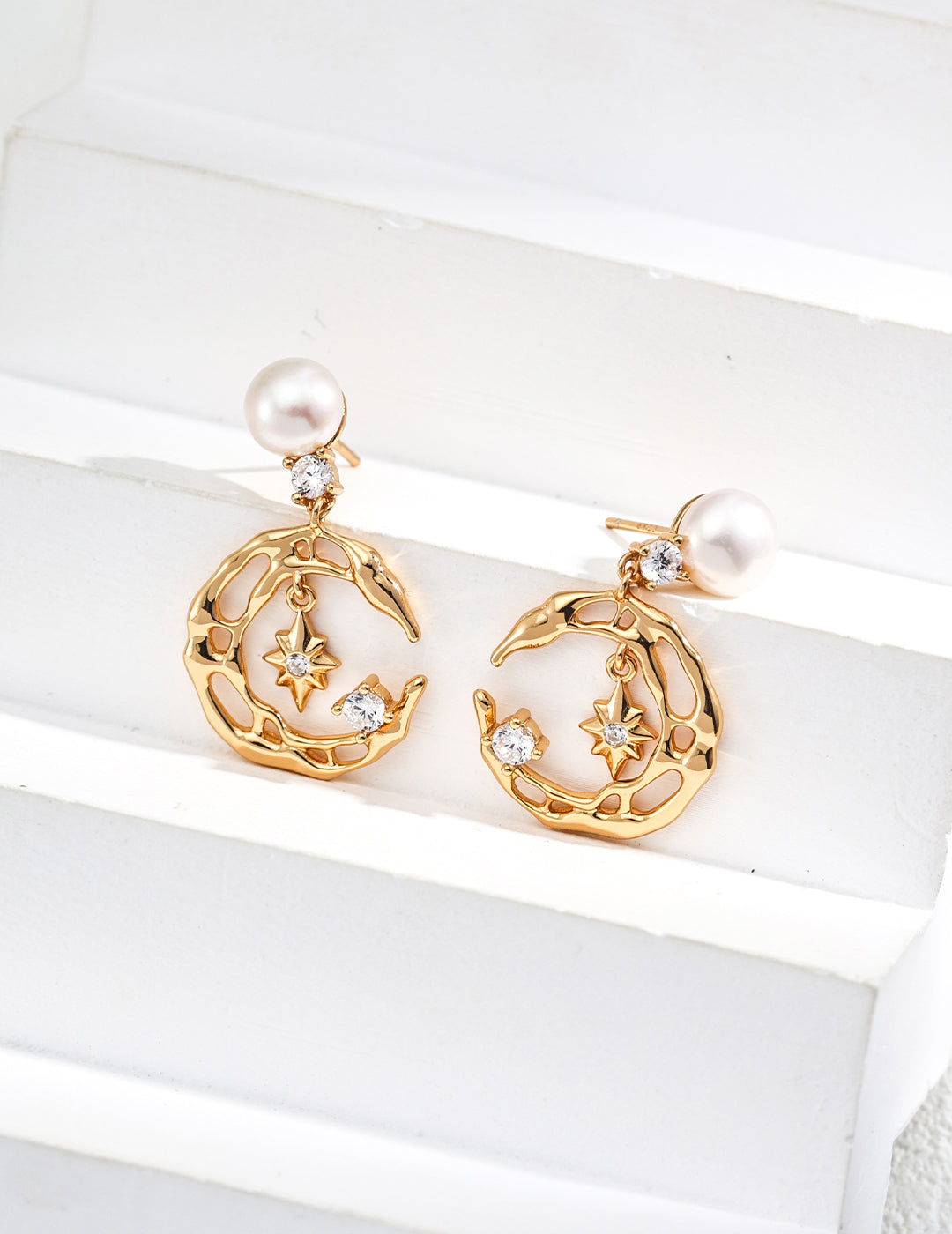 Celestial Pearl Drop Earrings - Petite Secret Jewellery