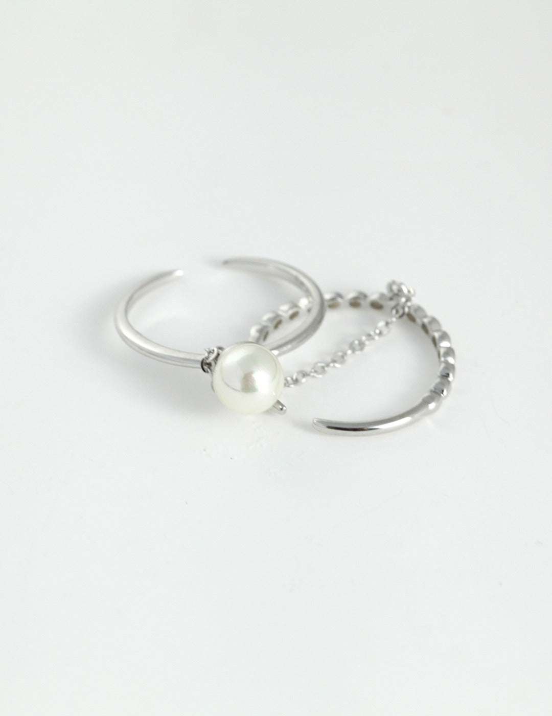 Double Ring Chain with Pearl Accent - Petite Secret Jewellery