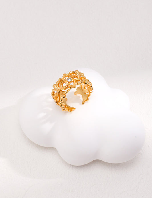 Floral Elegance Open Ring - Petite Secret Jewellery