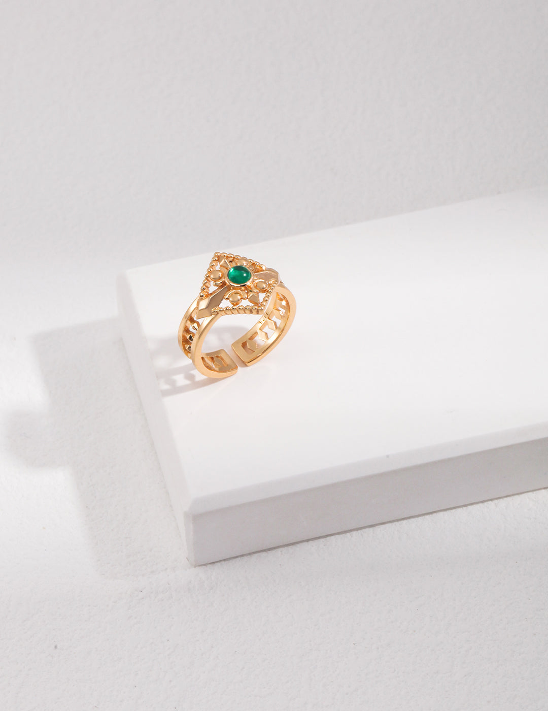 Geometric Emerald Open Ring - Petite Secret Jewellery