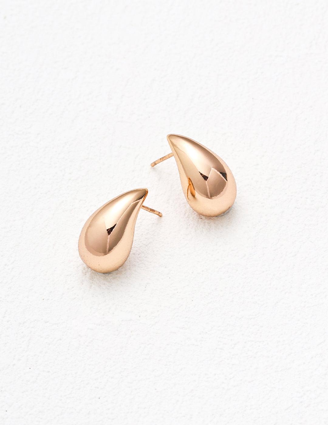 Golden Dewdrop Stud Earrings - Petite Secret Jewellery