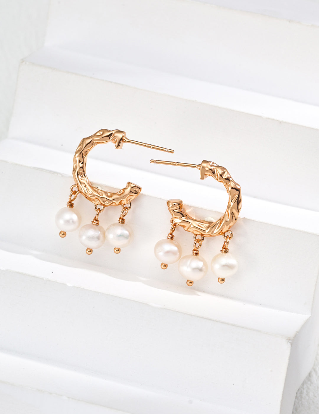 Golden Pearl Drop Hoop Earrings | Petite Secret Jewellery - Petite Secret Jewellery