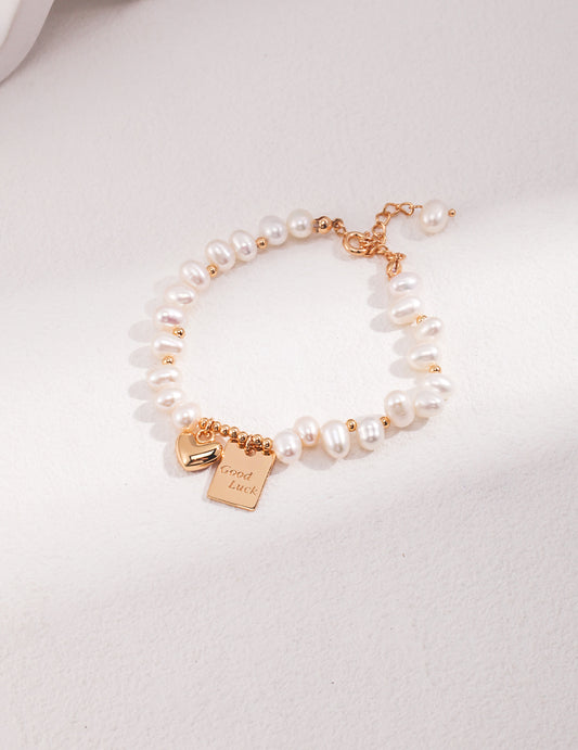 Lucky Freshwater Pearl Charm Bracelet - Petite Secret Jewellery