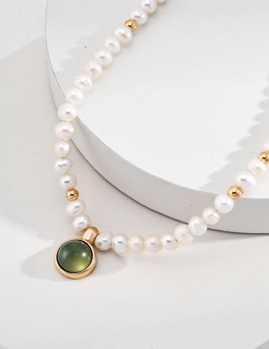 Green Gem Pearl Necklace - Petite Secret Jewellery