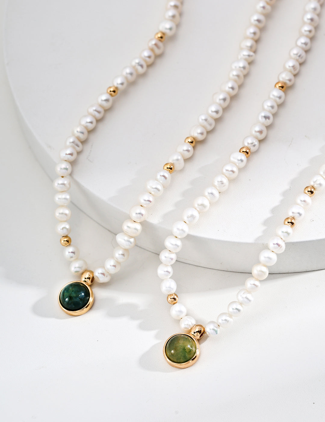 Green Gem Pearl Necklace - Petite Secret Jewellery