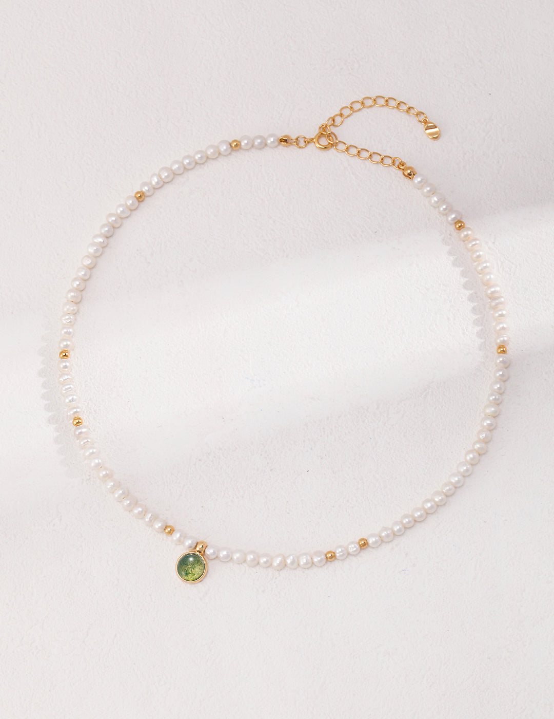 Green Gem Pearl Necklace - Petite Secret Jewellery