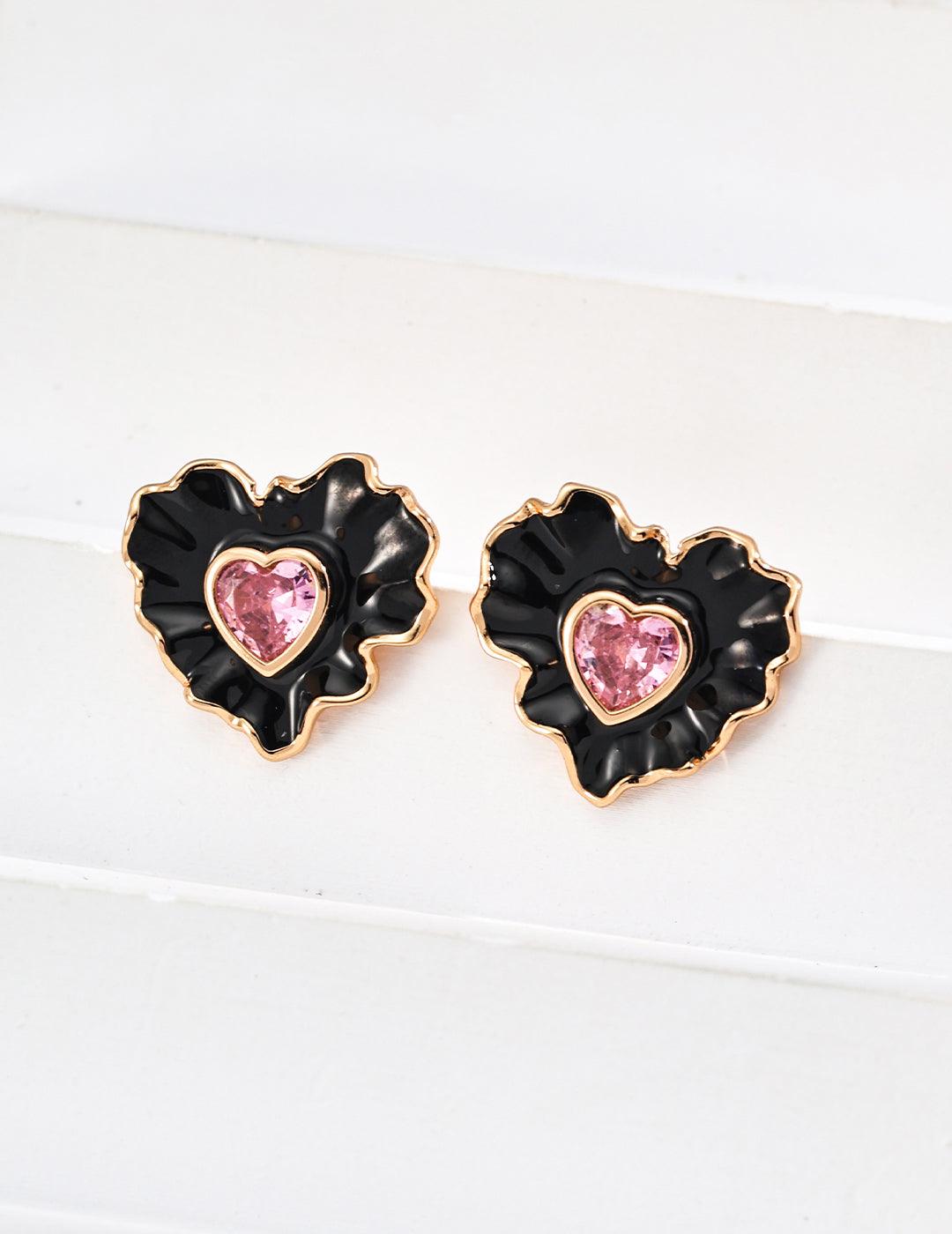 Heart Blossom Enamel Earrings | Petite Secret Jewellery - Petite Secret Jewellery