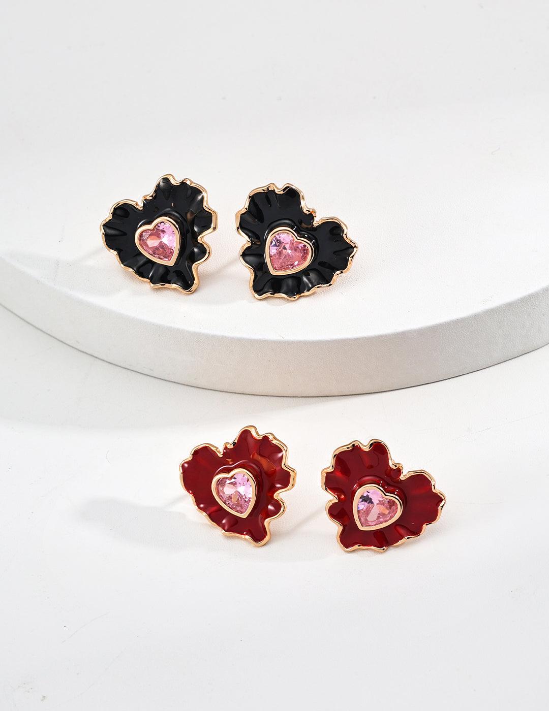 Heart Blossom Enamel Earrings | Petite Secret Jewellery - Petite Secret Jewellery