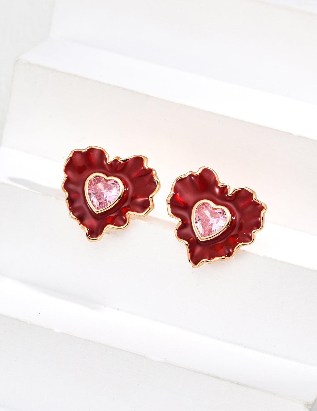 Heart Blossom Enamel Earrings | Petite Secret Jewellery - Petite Secret Jewellery