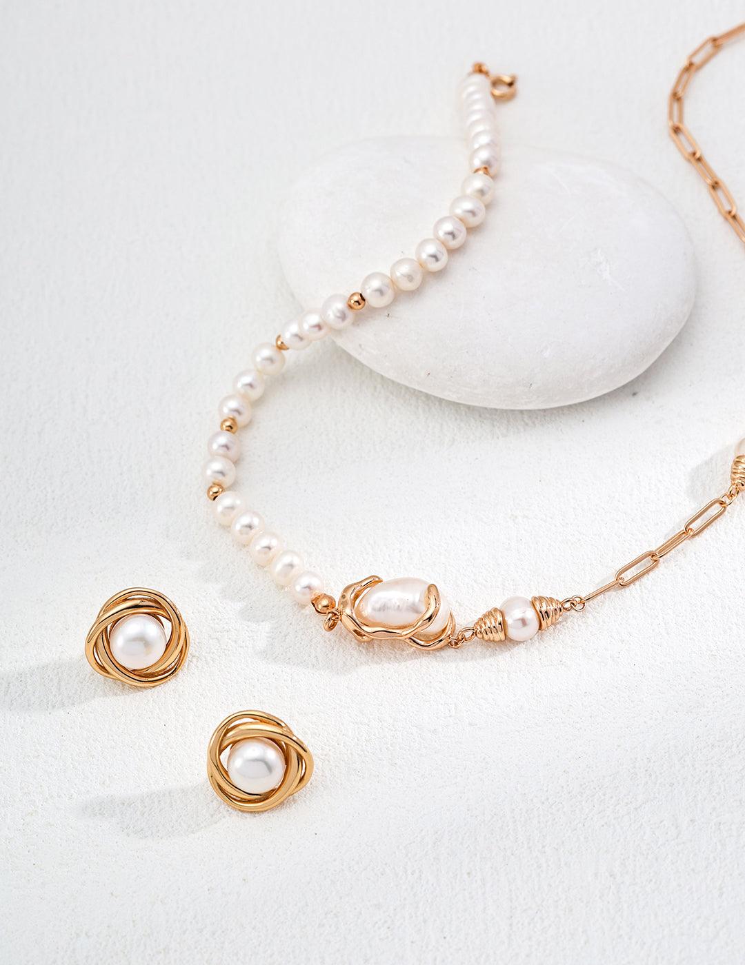 Interwoven Pearl Earrings - Petite Secret Jewellery