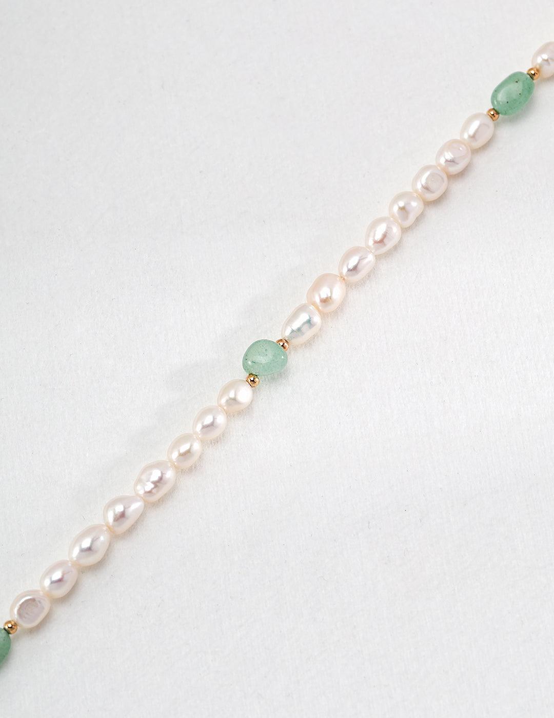 Pearl & Green Aventurine Necklace - Petite Secret Jewellery