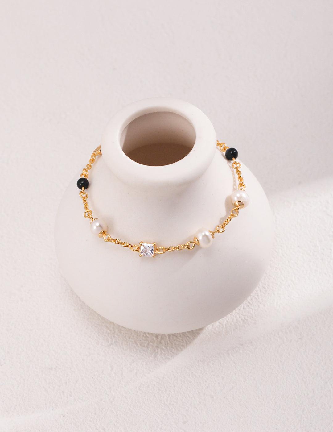 Pearl and Gemstone Charm Bracelet - Petite Secret Jewellery