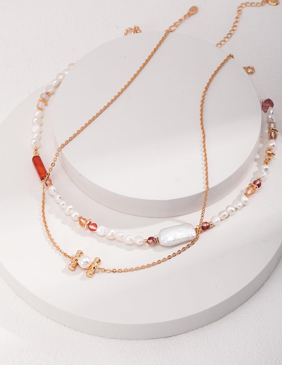 Pink Gemstone Harmony Pearl Necklace - Petite Secret Jewellery