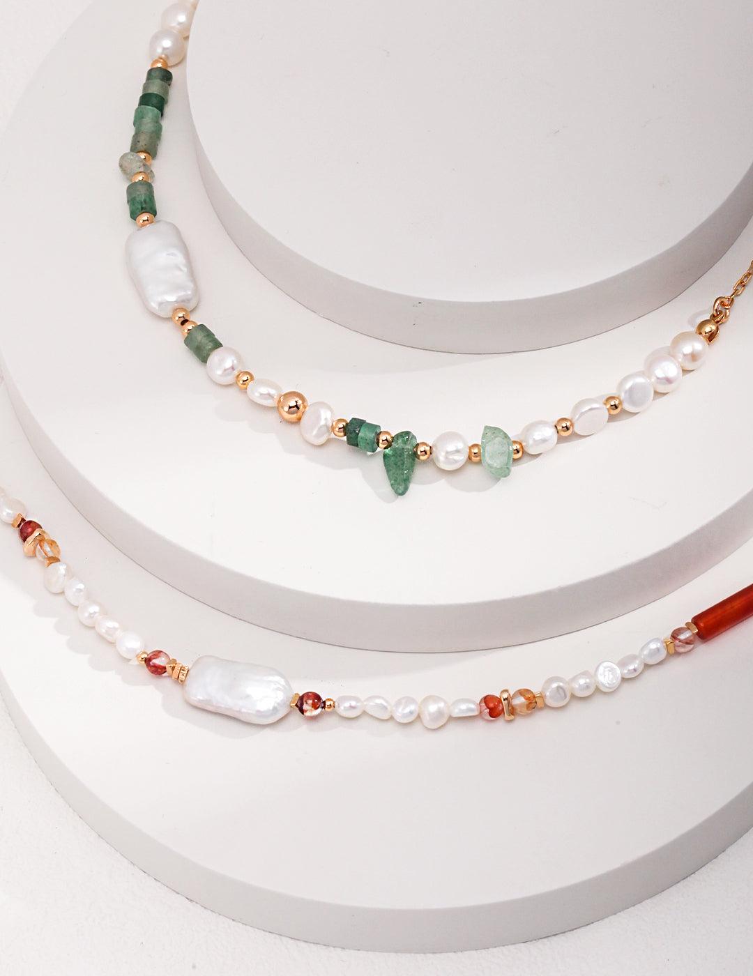 Pink Gemstone Harmony Pearl Necklace - Petite Secret Jewellery