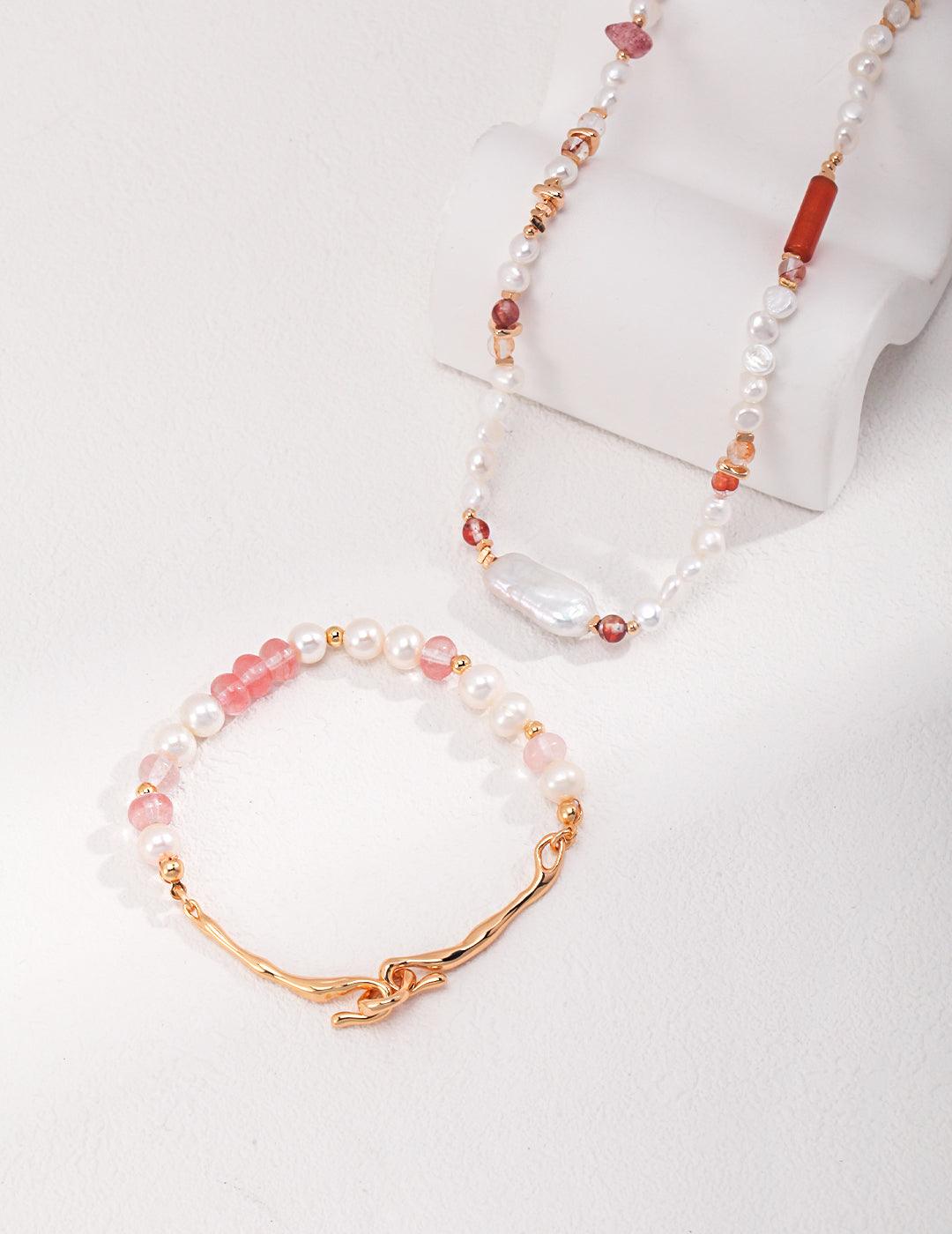 Pink Gemstone Harmony Pearl Necklace - Petite Secret Jewellery