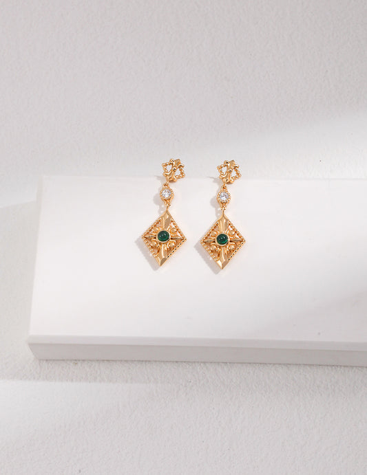 Regal Emerald Drop Earrings - Petite Secret Jewellery