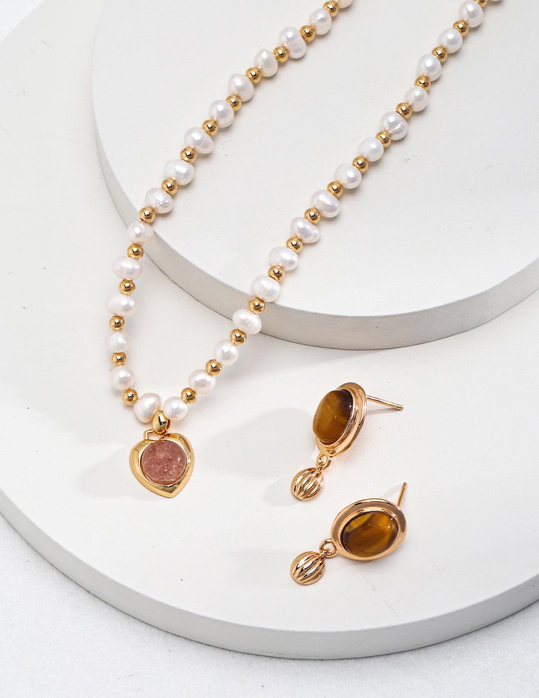 Strawberry Heart Freshwater Pearl Necklace - Petite Secret Jewellery