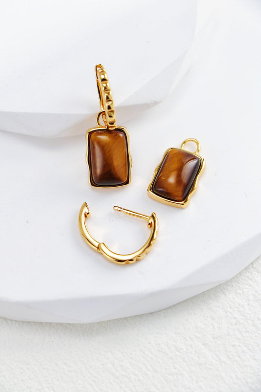 Tiger’s Eye Statement Earrings - Petite Secret Jewellery